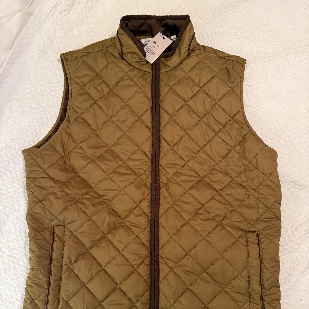 Peter Millar Crown Essex Quilted Vest khaki, size Large